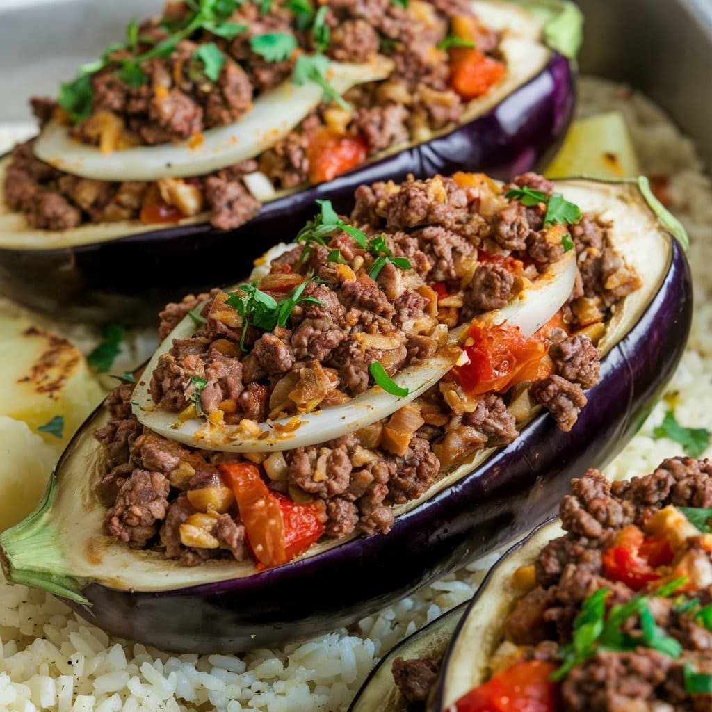 Easy Moroccan Stuffed Eggplant (Beef or Lamb)