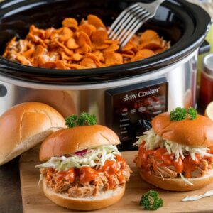 Slow Cooker Buffalo Chicken Sandwiches