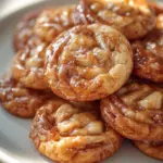 Delicious apple cider cookies on a rustic plate garnished with cinnamon sticks