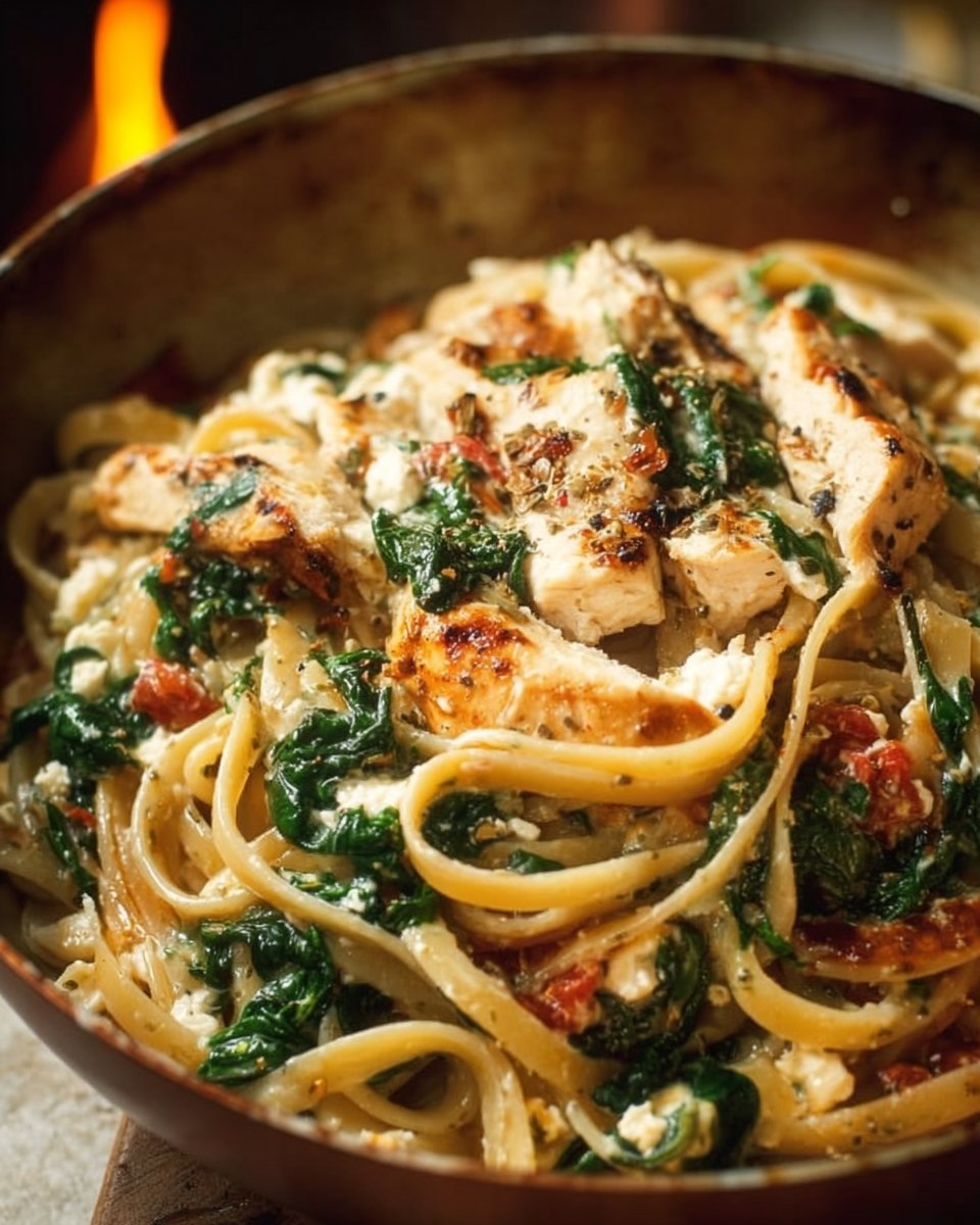 Chicken Feta Spinach Pasta