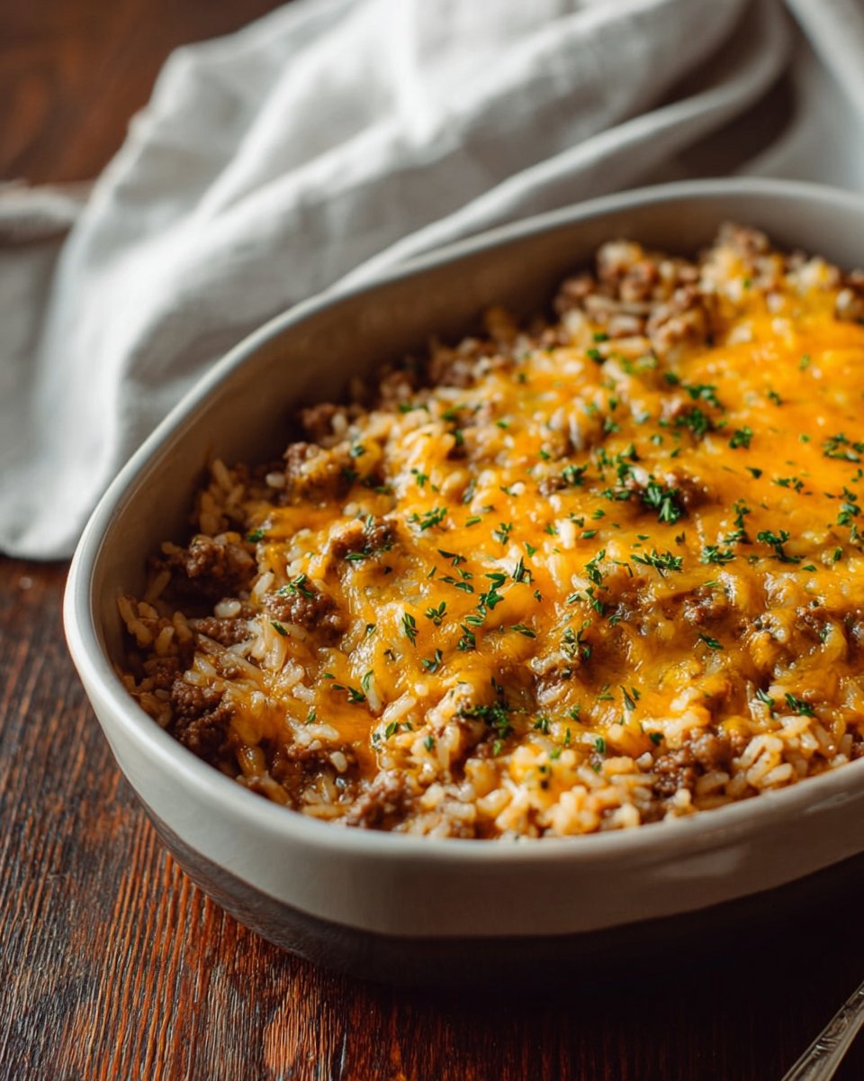 Cheesy Ground Beef and Rice Casserole
