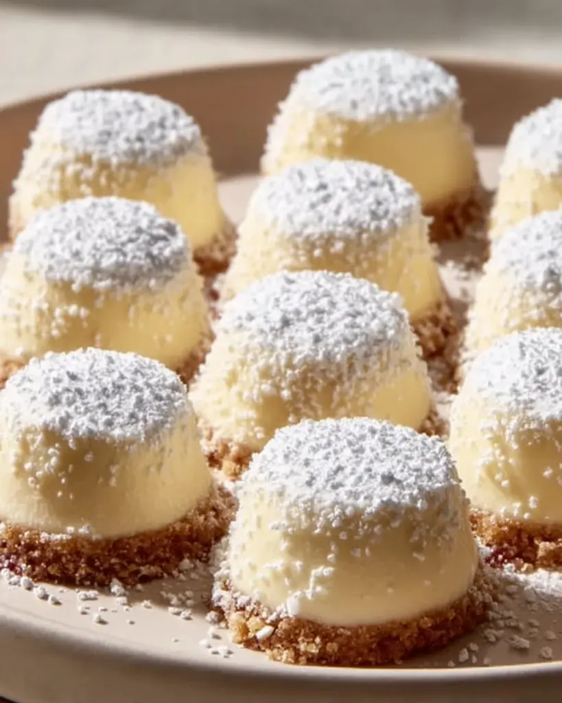 Delicious cheesecake bites served on a platter, perfect for desserts.