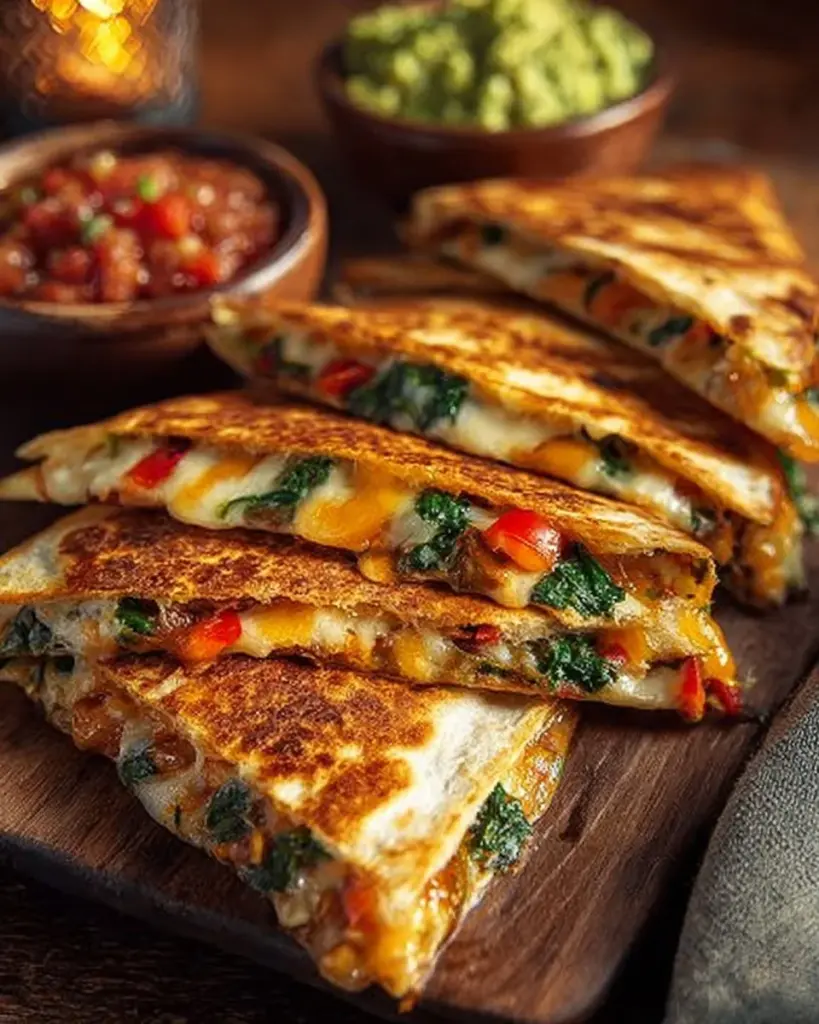 Cheesy veggie delight quesadillas filled with colorful vegetables