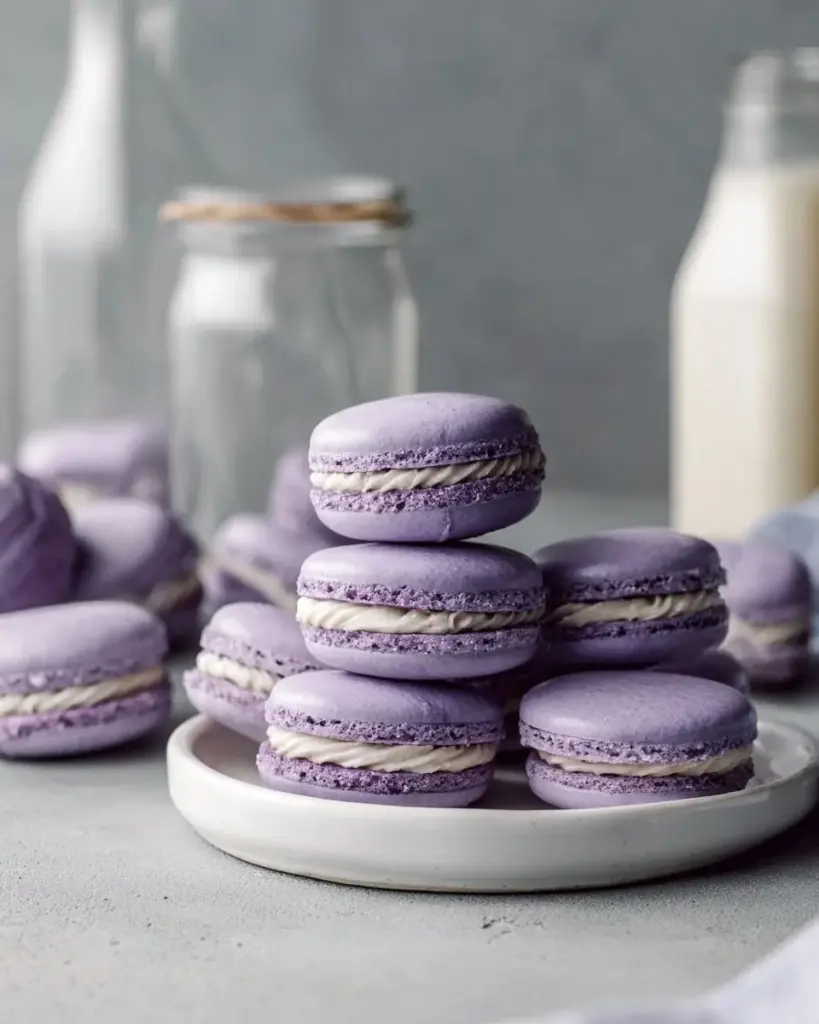 A colorful assortment of French Macarons in pastel shades arranged appetizingly.