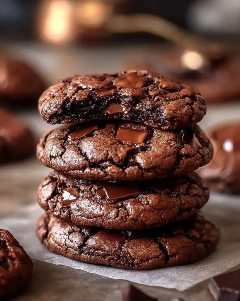 Delicious fudgy brownie cookies with a rich chocolate flavor on a plate.
