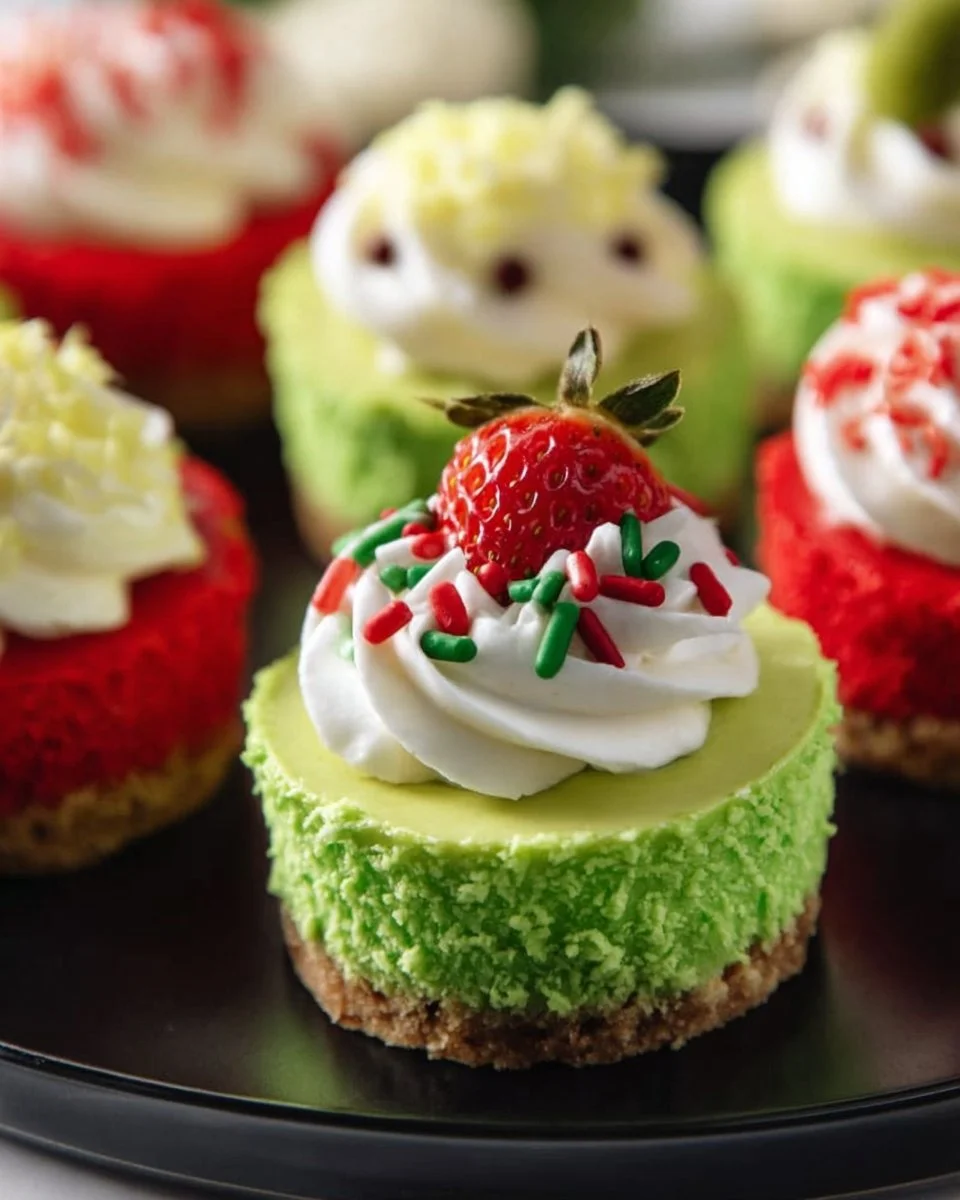 Festive Grinch mini cheesecakes ready for the holiday season