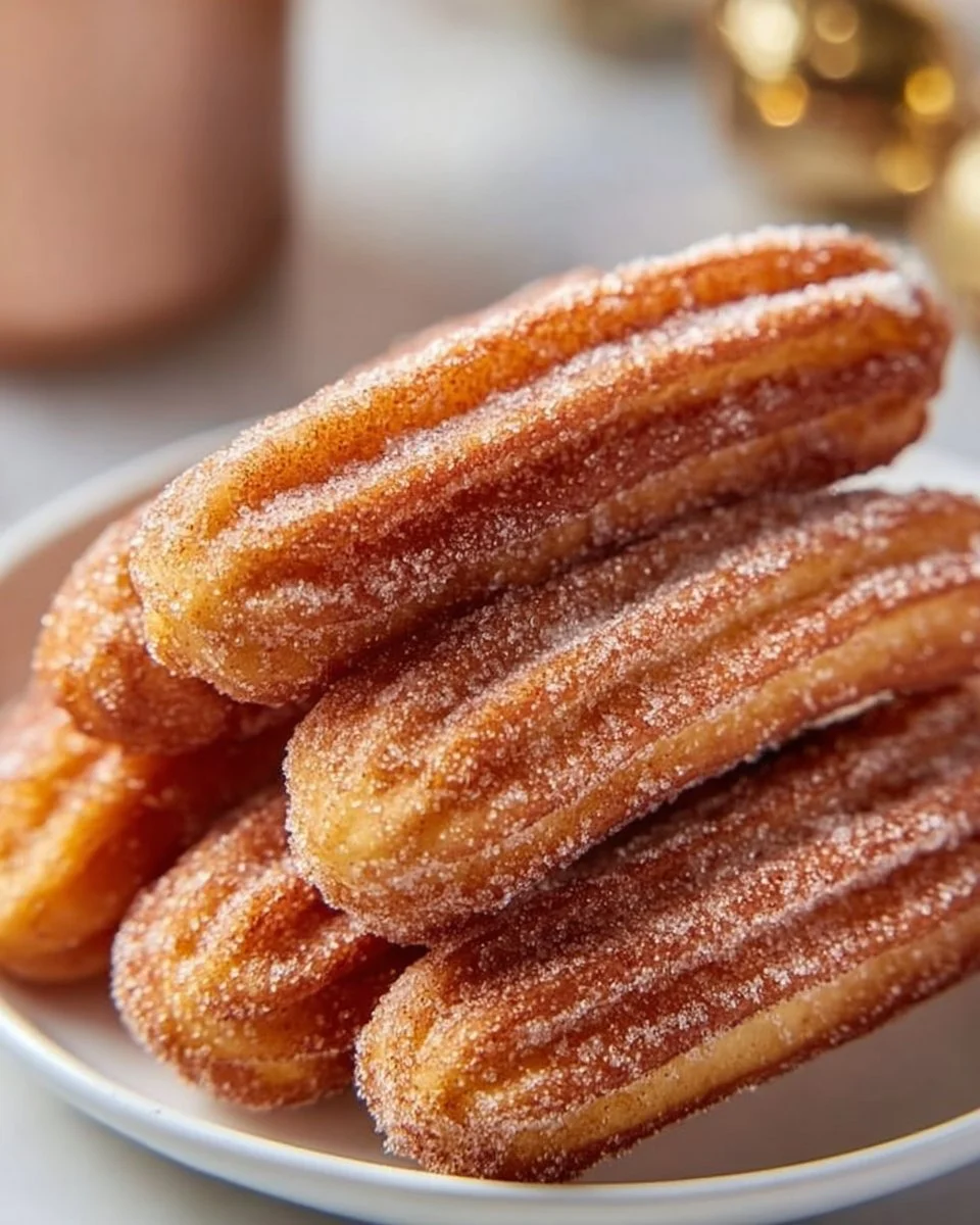 Delicious healthy baked churro bites served in a bowl with cinnamon sugar.