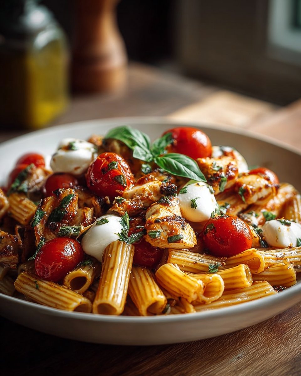 Dump-and-Bake Chicken Caprese Pasta