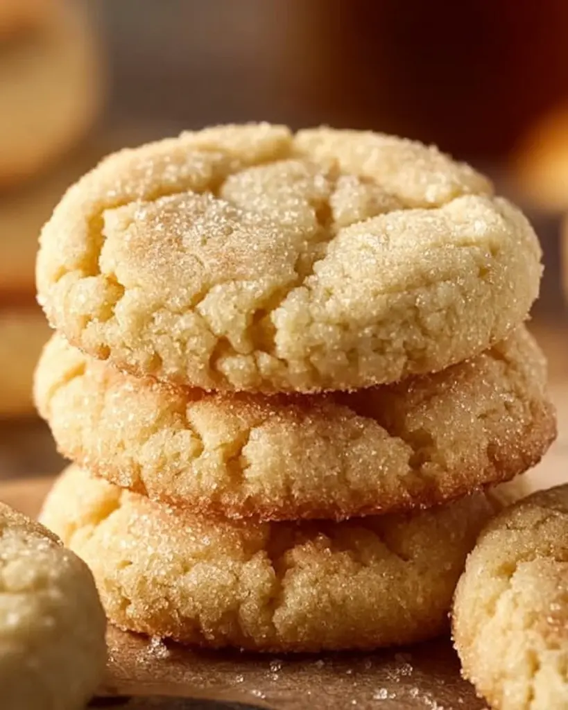 Freshly baked soft and chewy sugar cookies on a cooling rack