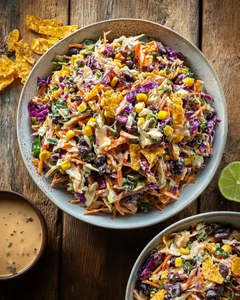 Bold flavor-packed coleslaw with fresh vegetables and a zesty dressing.
