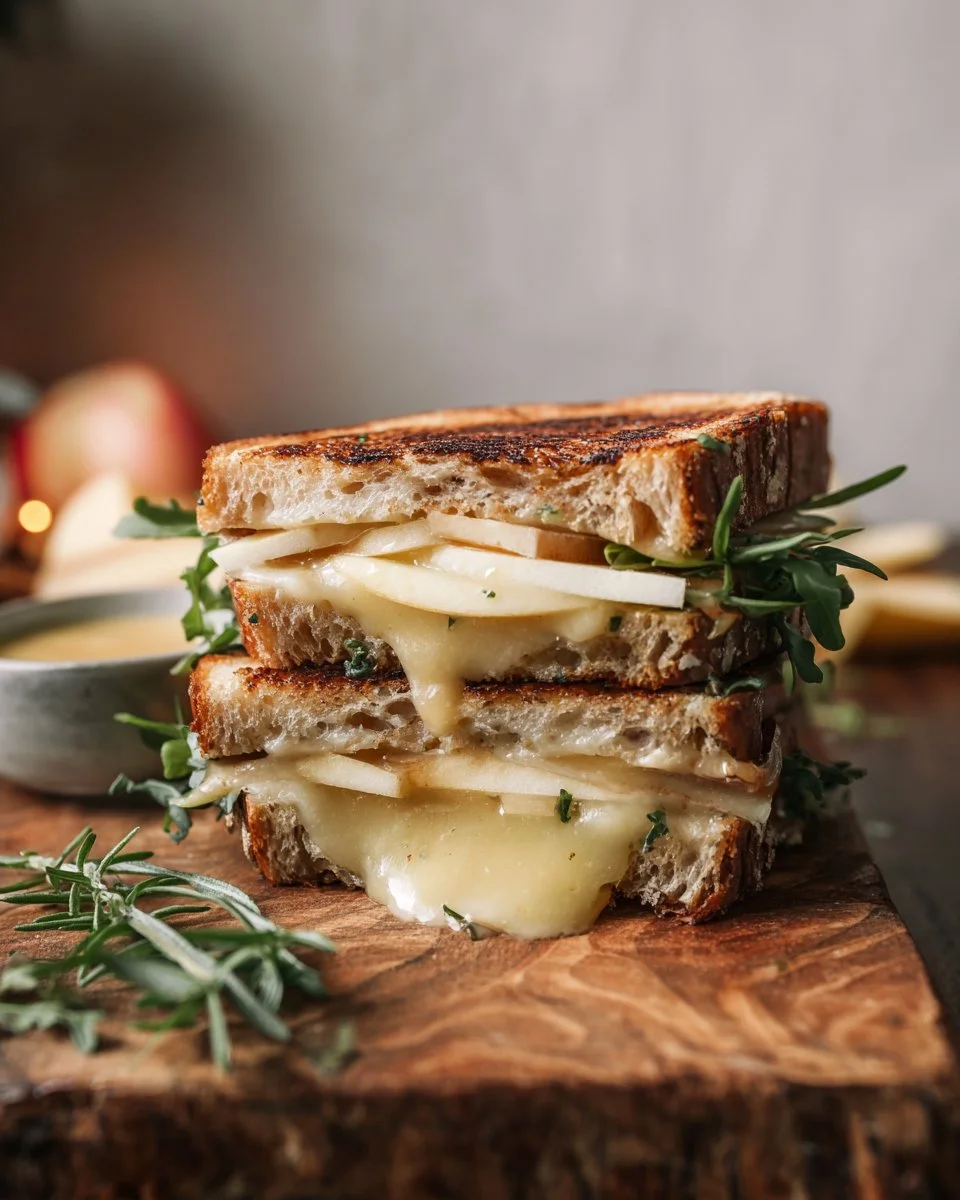 Brie and Apple Grilled Cheese with Honey Mustard Sauce