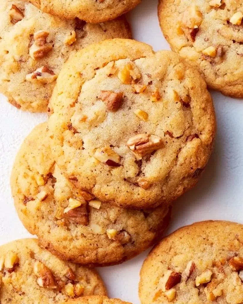 Plate of delicious butter pecan cookies fresh from the oven