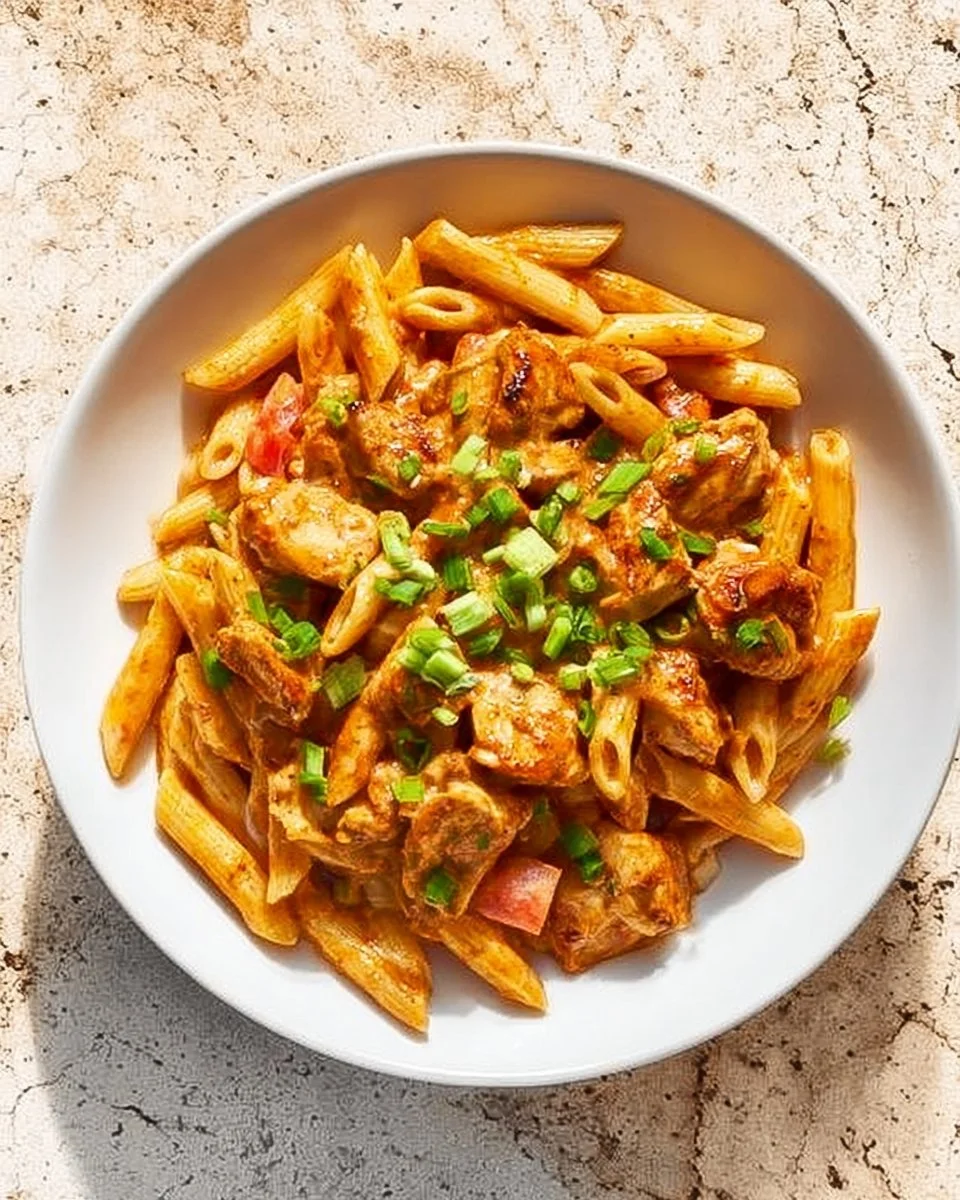 Creamy Cajun Chicken Pasta garnished with fresh herbs and served in a bowl