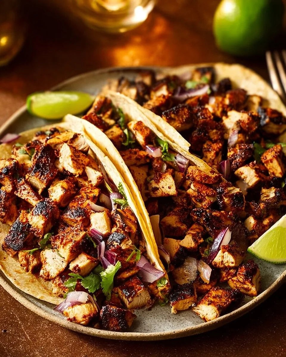Charred Chile–Marinated Grilled Chicken Tacos
