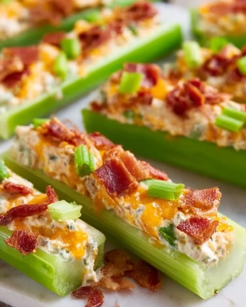 Cheddar Bacon Celery Sticks
