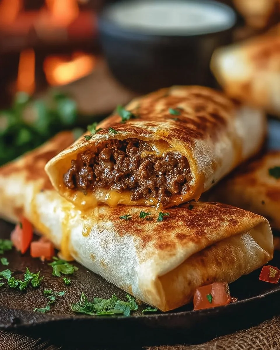 Cheesy Beef Chimichangas– Easy Dinner Recipe