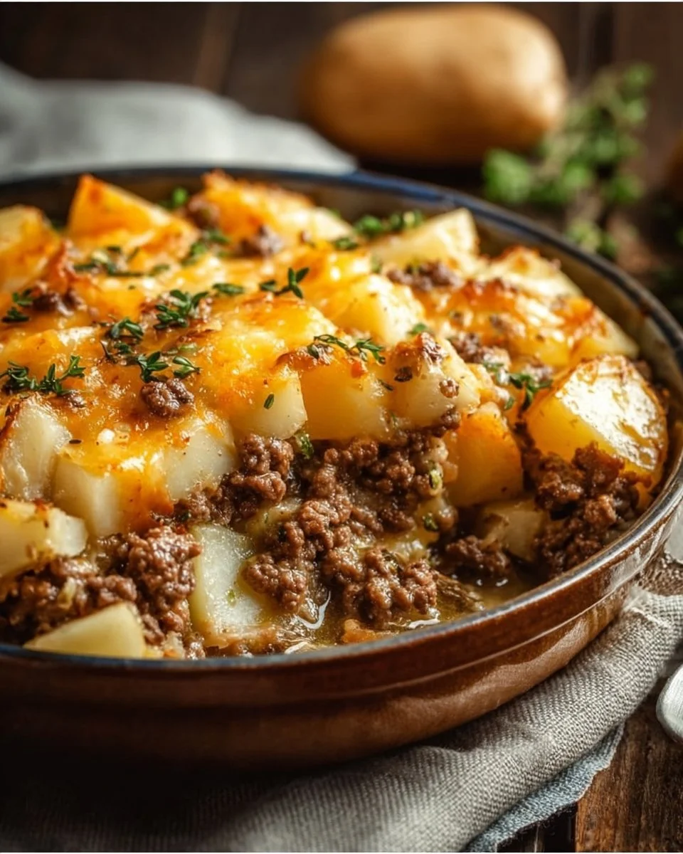 Cheesy Ground Beef & Potato Casserole