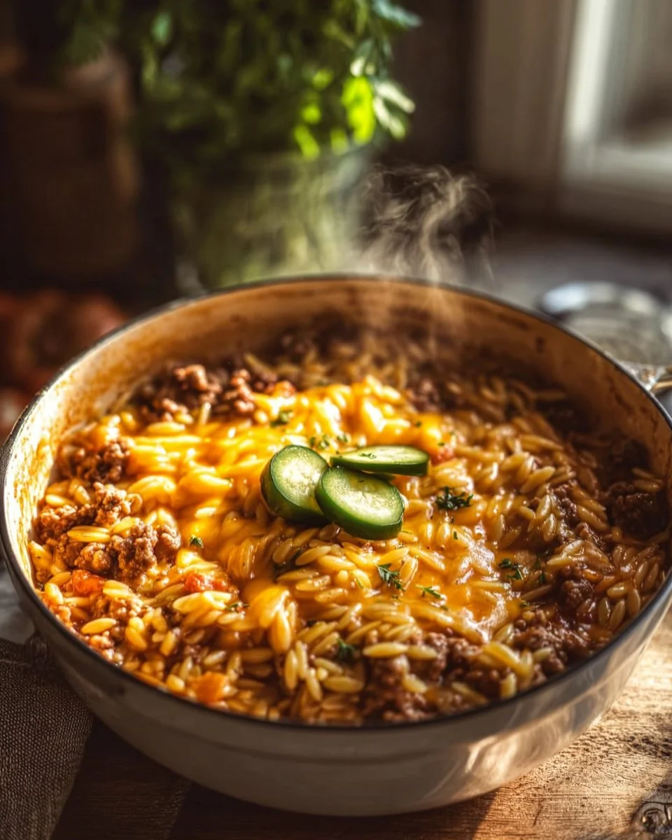 Cheesy One-Pot Cheeseburger Orzo