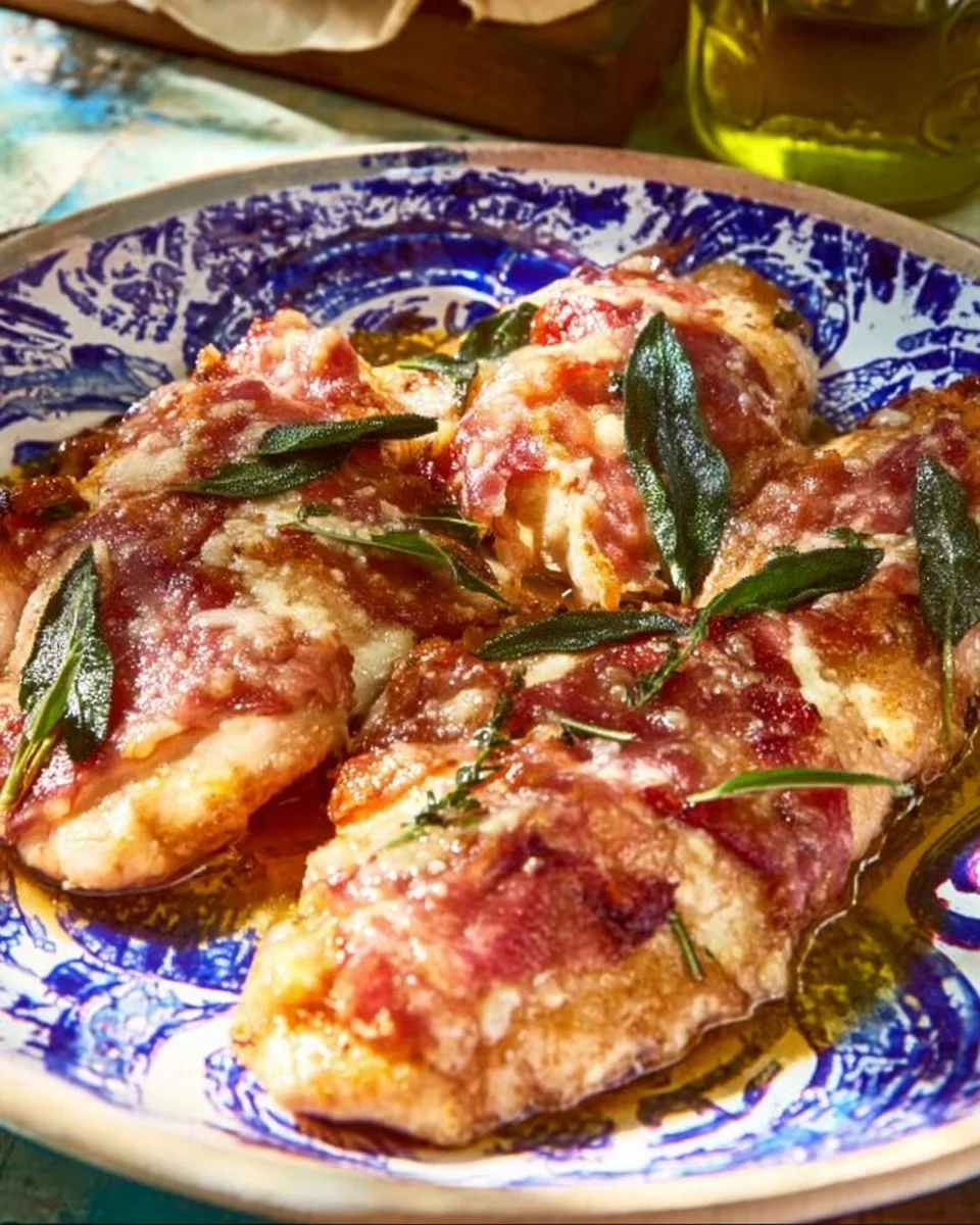 Delicious Chicken Saltimbocca served with prosciutto and sage