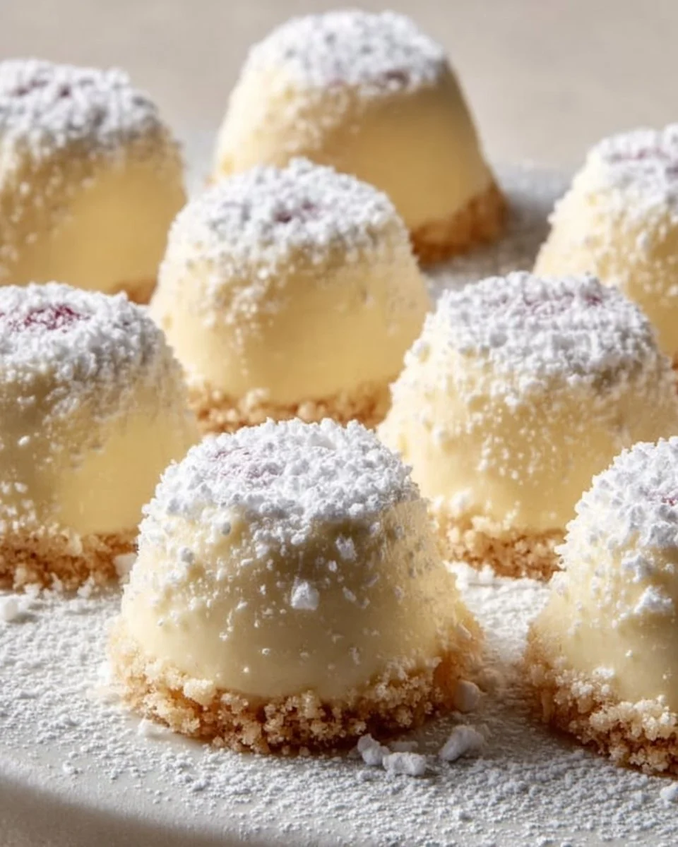 Chocolate-dipped cheesecake bites on a platter for dessert