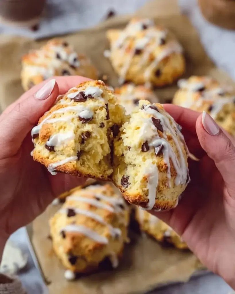 Delicious chocolate sourdough scones with chocolate chunks