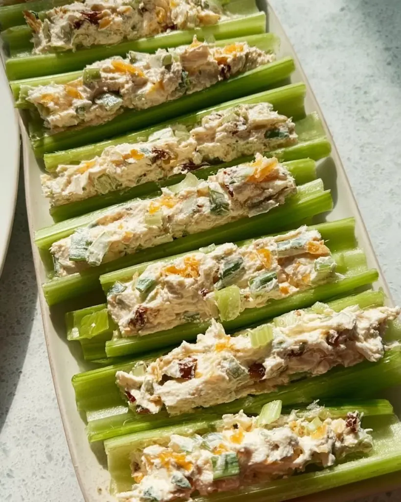 Delicious cream cheese stuffed celery sticks for a healthy snack