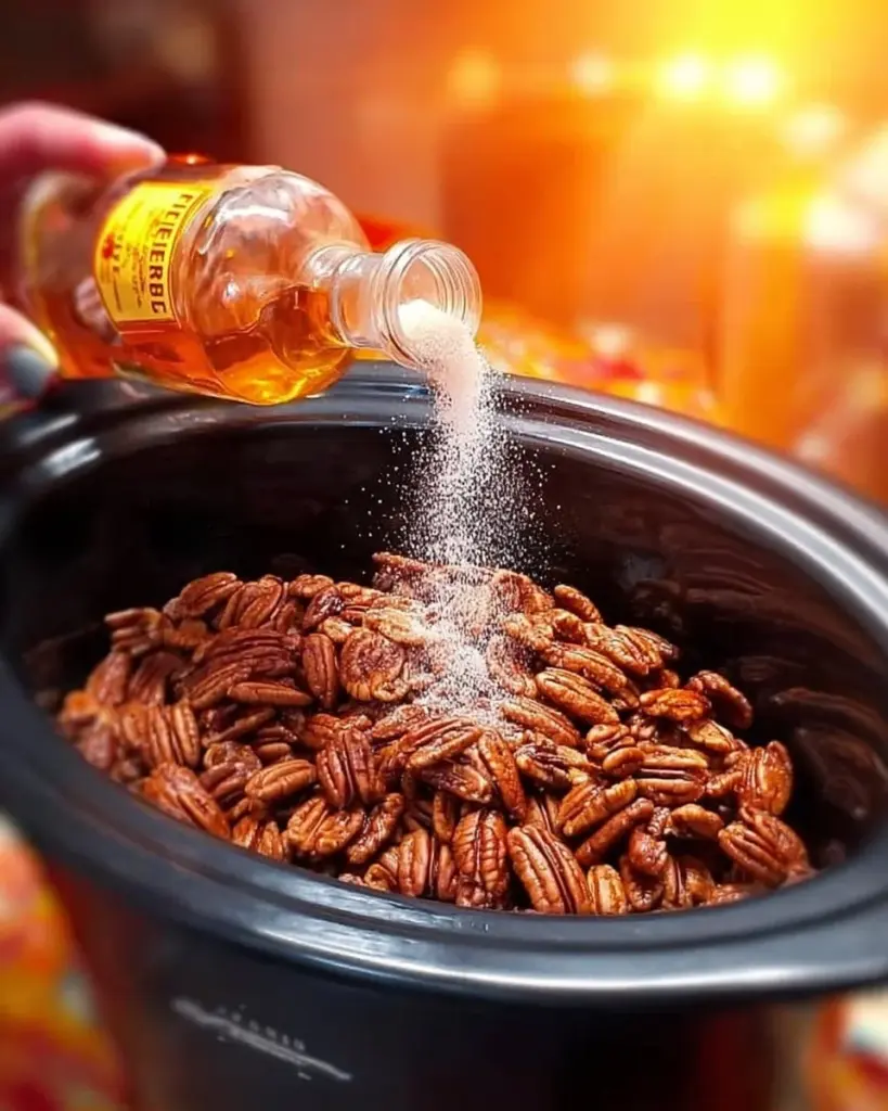 Crockpot Fireball Cinnamon Candy recipe in a cozy kitchen setting