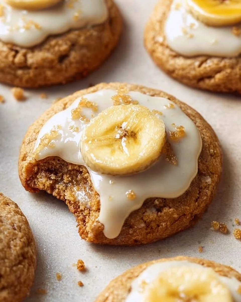 Crumbl Banana Bread Cookies with Cream Cheese Glaze