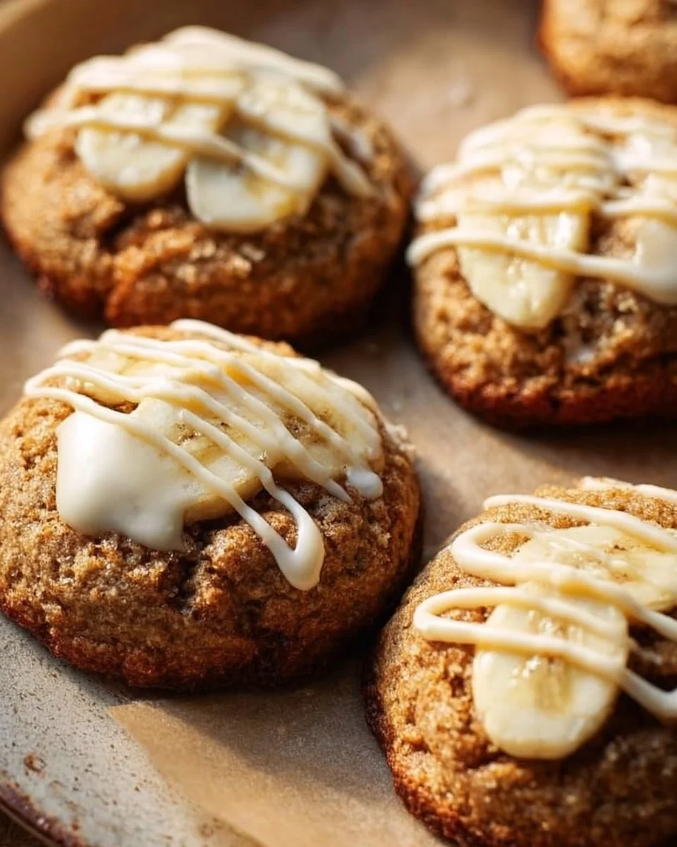 Crumbl Banana Bread Cookies with Cream Cheese Glaze