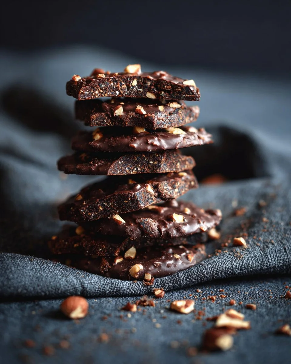 Decadent chocolate quinoa bark with nuts and dried fruit on a marble surface