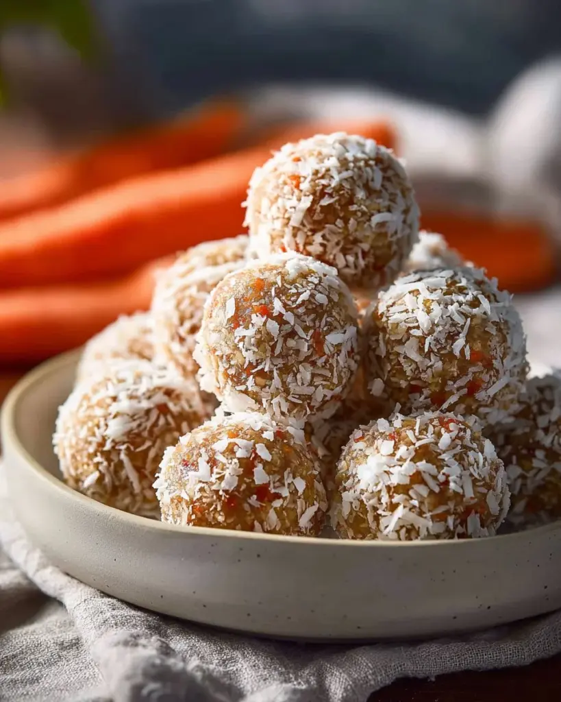 Delicious carrot cake bites displayed on a wooden platter, representing a healthy snack option.