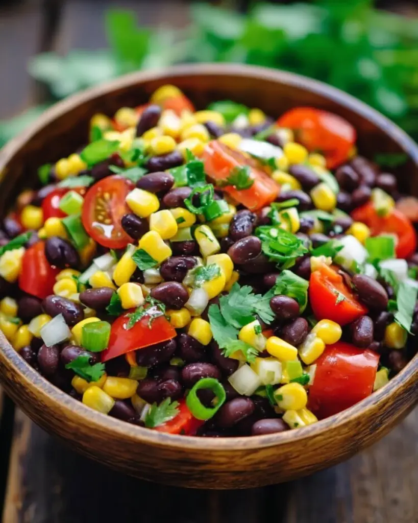 Vibrant black bean salad with corn, perfect for gatherings and healthy meals