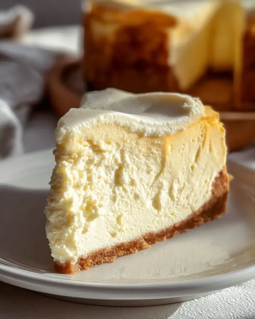 Delicious easy creamy cheesecake topped with fresh fruits and whipped cream