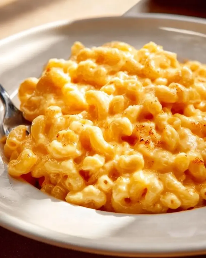 Delicious Easy Mac & Cheese in a bowl garnished with fresh herbs