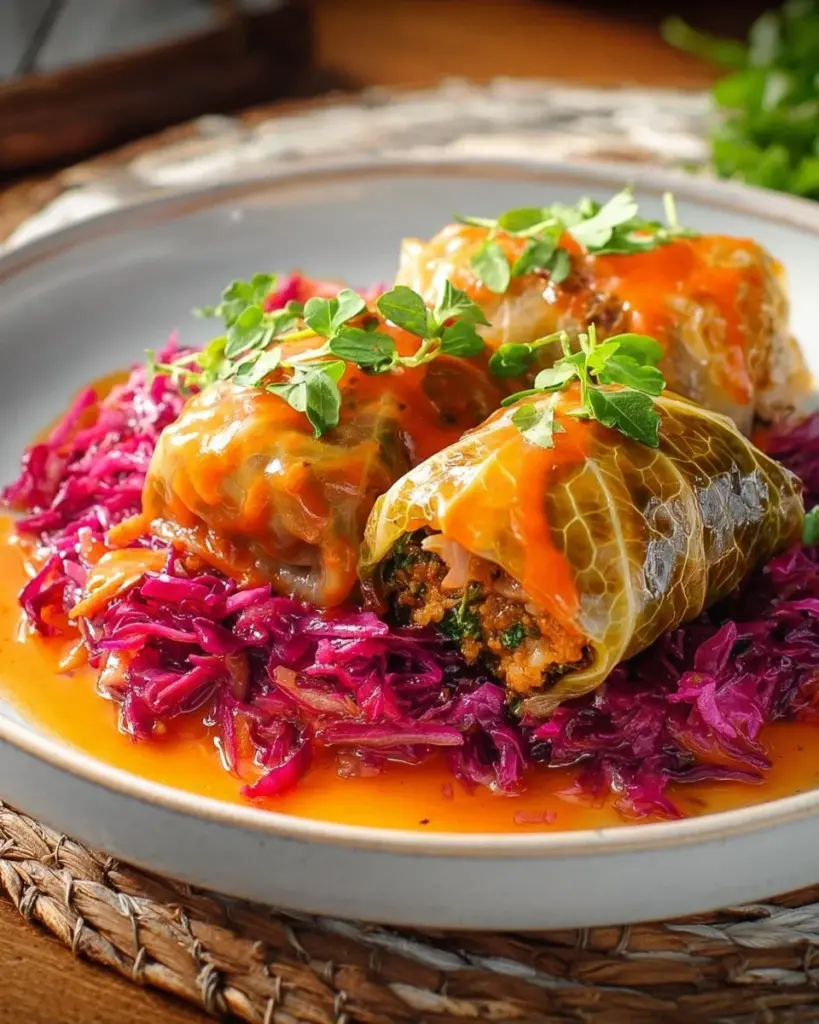 Delicious Golubtsi: Easy Russian stuffed cabbage rolls on a plate