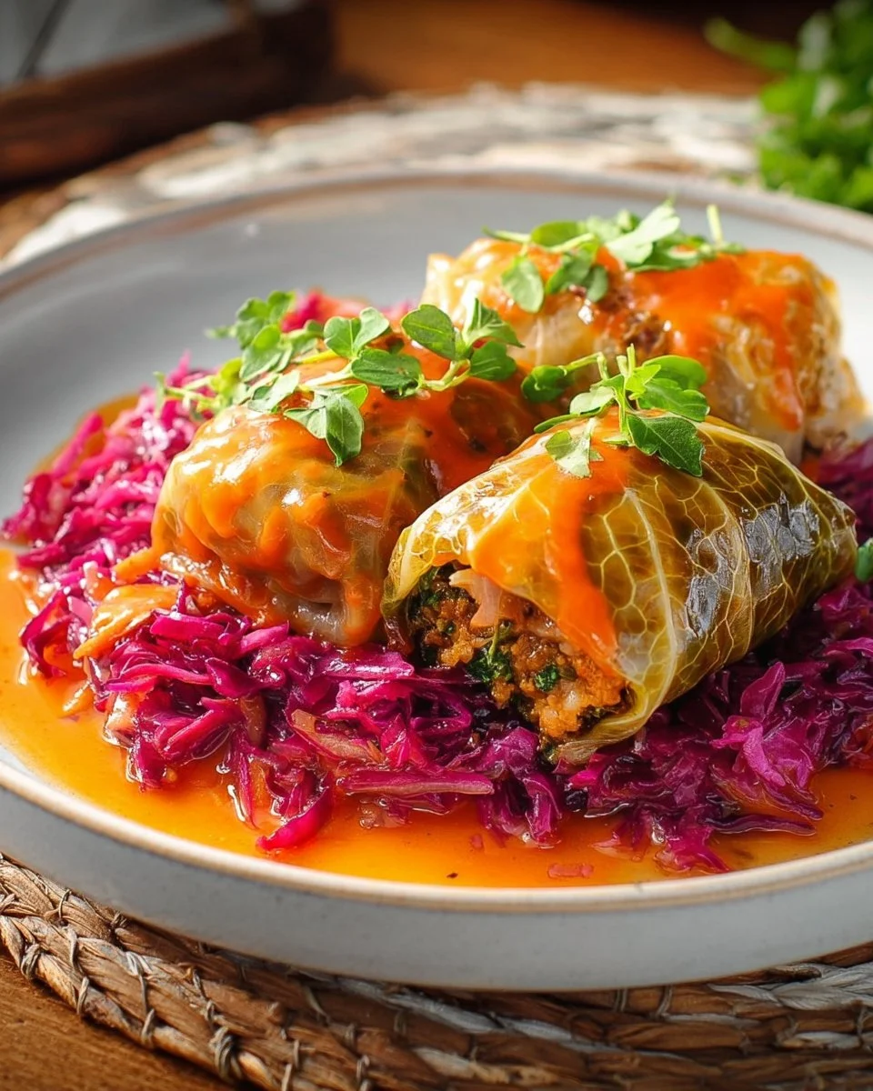 Delicious Golubtsi: Easy Russian stuffed cabbage rolls on a plate