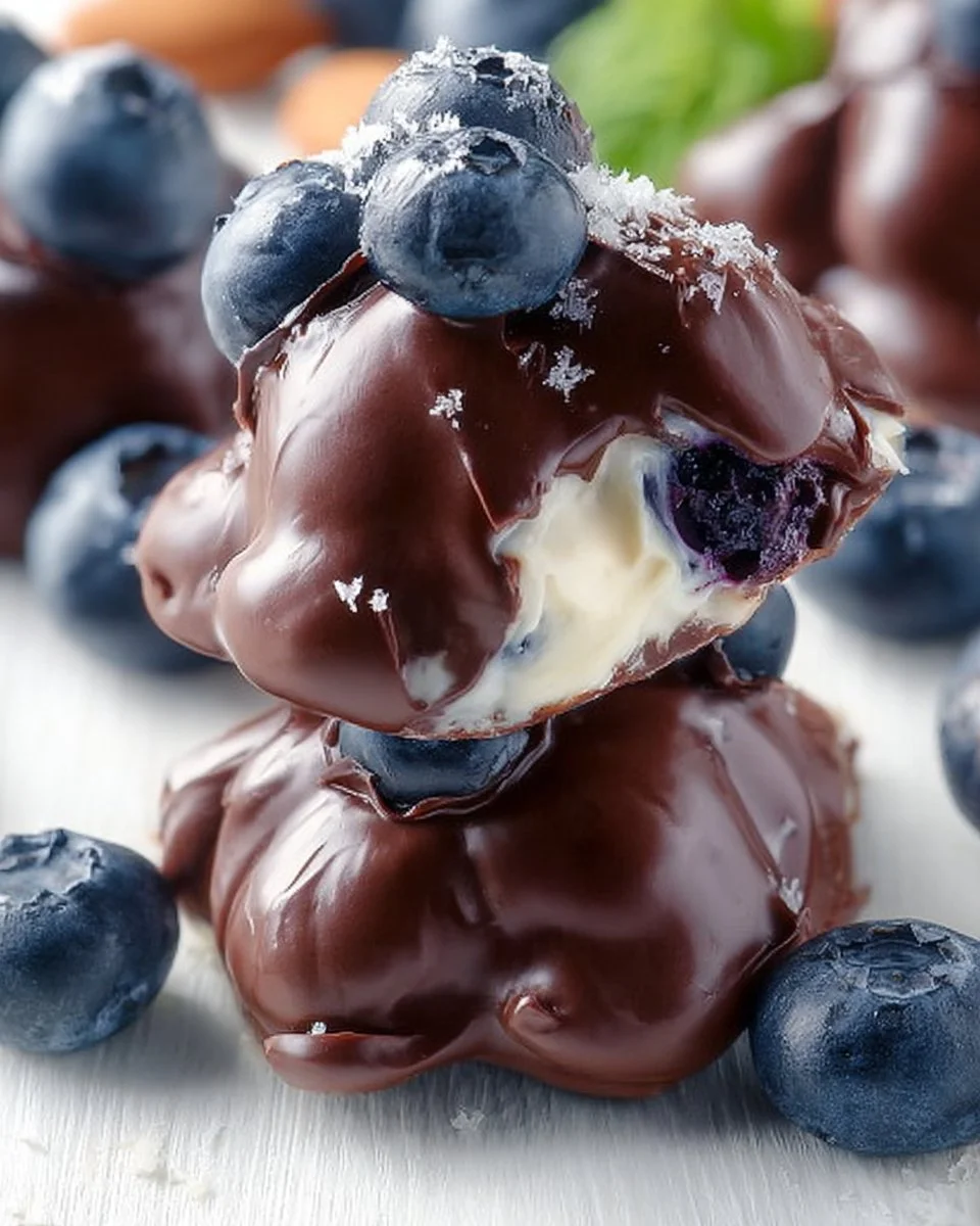 Healthy frozen blueberry yogurt clusters in a bowl, perfect for a nutritious snack.