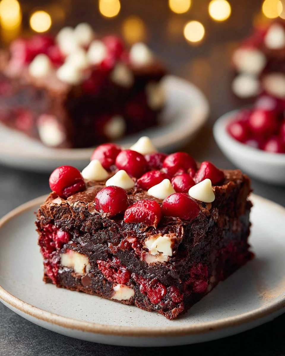 Delicious homemade chocolate cherry bars stacked on a plate.