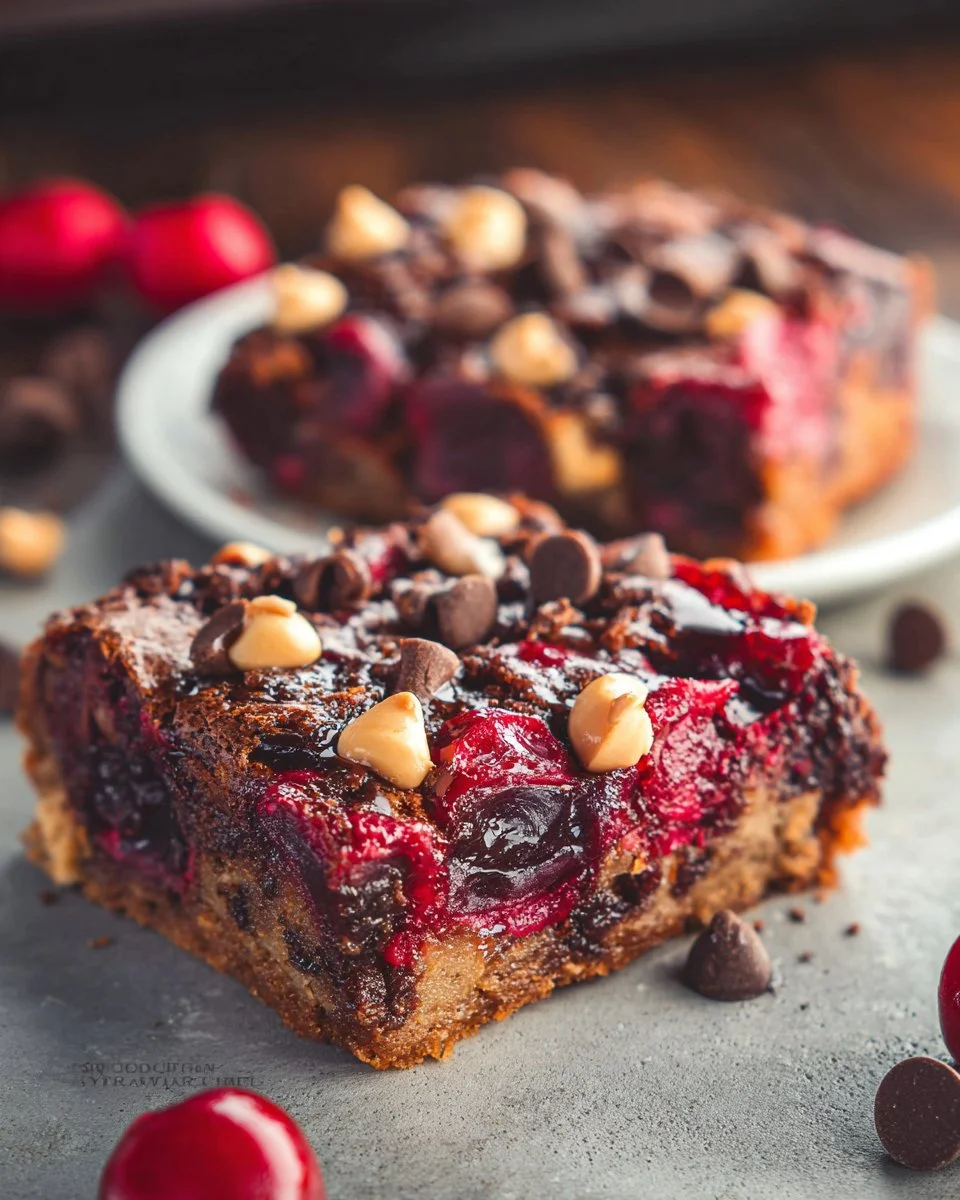 Heavenly Chocolate Cookie Cherry Bars
