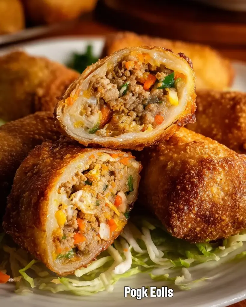 Homemade pork egg rolls served with dipping sauce