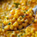 Honey butter skillet corn garnished and ready to serve in a cast-iron skillet