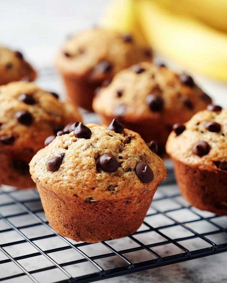 Irresistible spelt muffins baked with banana and chocolate chips