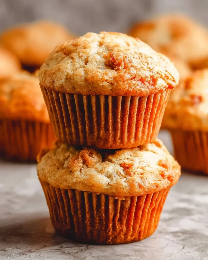 Irresistibly moist carrot muffins with a sweet glaze and fresh carrots