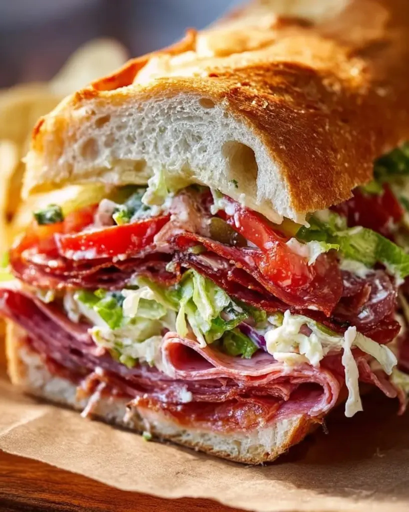 Italian Grinder Salad Sandwich with fresh ingredients and vibrant colors