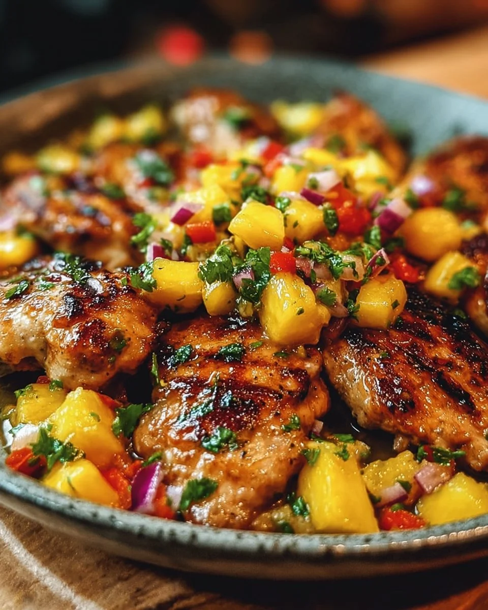 Lemon Ginger Chicken with Pineapple Mango Salsa