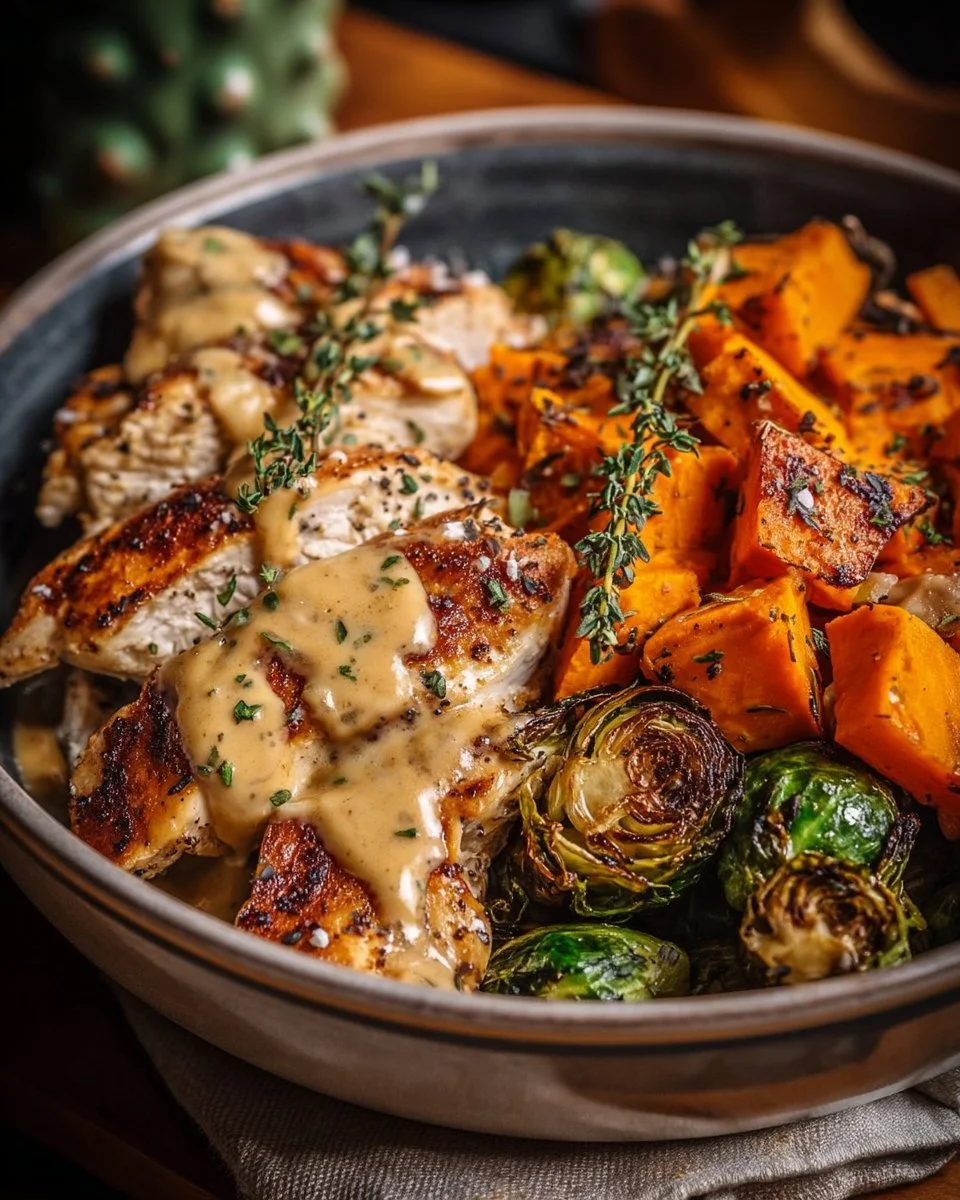 Maple Dijon Chicken & Sweet Potato Bowls