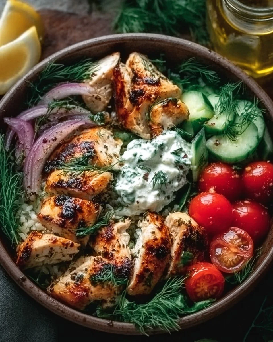 Mediterranean Lemon-Dill Chicken Bowls