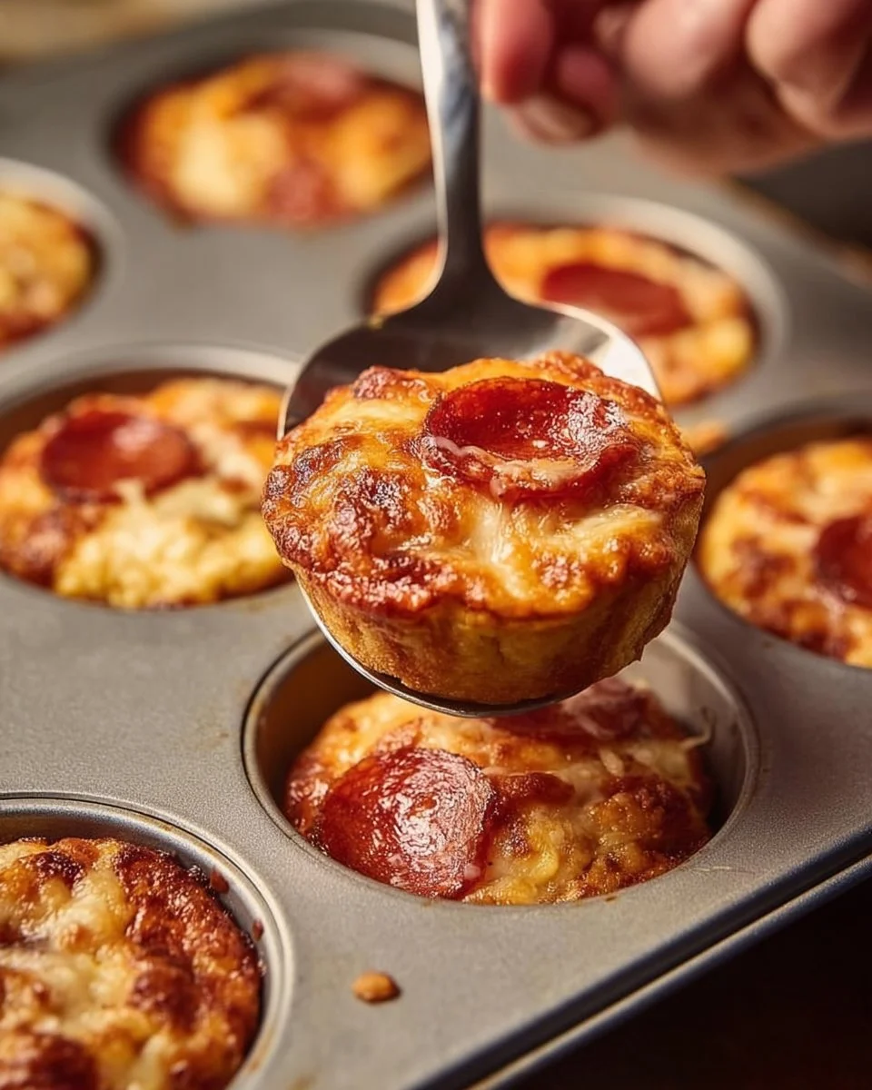 Delicious mini deep dish pizzas with various toppings on a wooden serving board