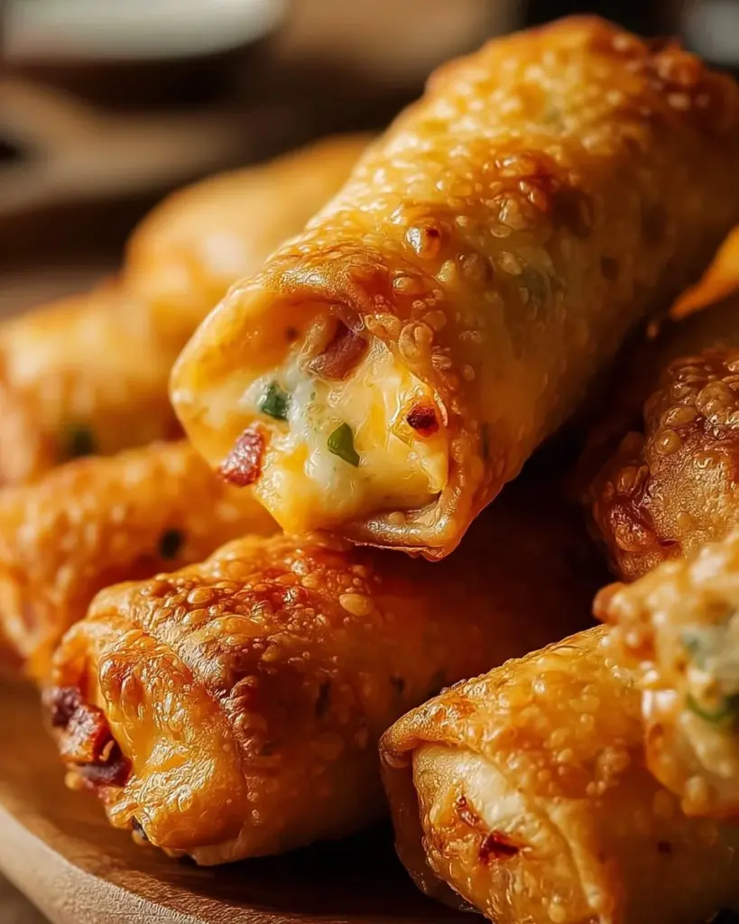 Mini Jalapeño Popper Egg Rolls served on a plate