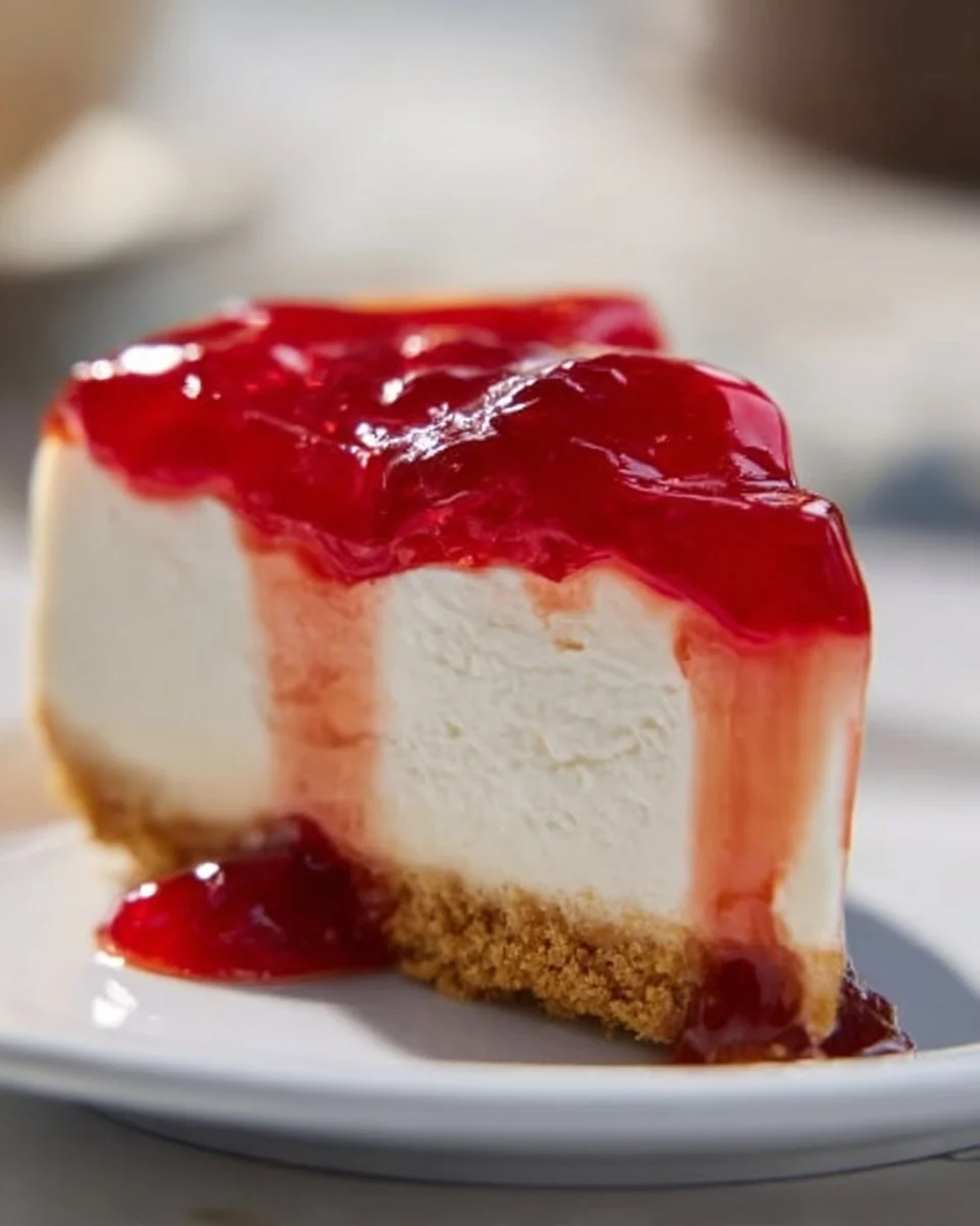 Delicious no-bake cheesecake topped with fresh berries